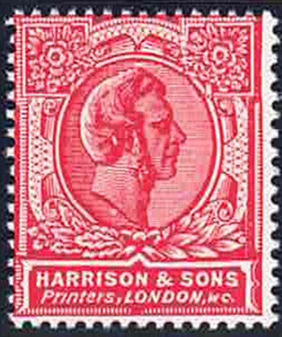 1911 circa Harrison & Sons "Head" essay in bright red