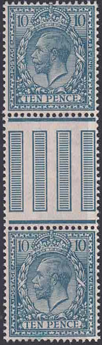 GV 1912 SG394 10d Turquoise-Blue with Interpanneau gutter pair U/M