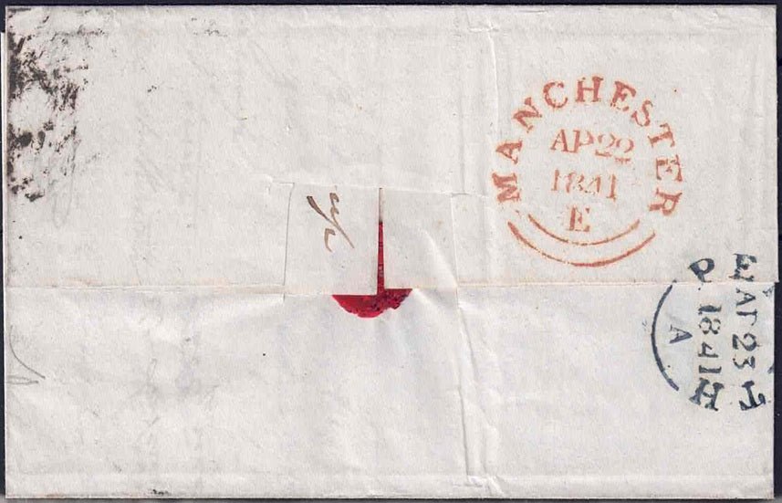 QV 1d black plate 9 Ap22 1841 Manchester to Penrith cover