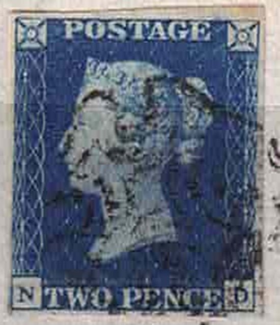 QV 1840 SG5 2d Blue cover from Sturminster Newton to Dorchester 22nd Apr 1843 with Black MX