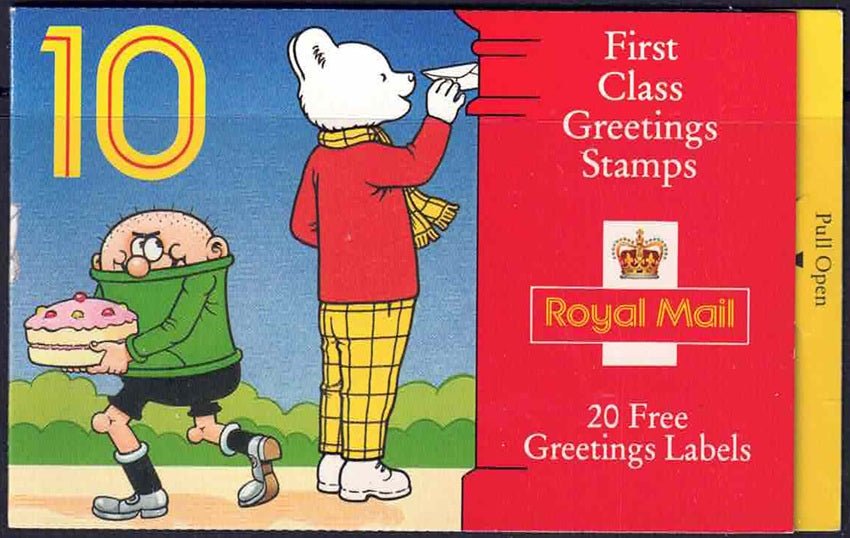 QEII 1993 Greetings Children's Characters Design Barcode Booklet KX5- complete Cylinder B1A-B1F