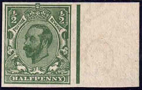GV 1911 Green Imperf plate proof with Multi-Cypher Watermark U/M