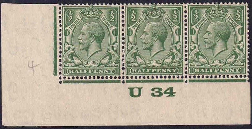 GV Block Cypher Green Control U34 Perf Type 4 Mounted Mint