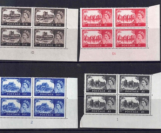 QEII 1967 Bradbury Wilkinson Castles Control Blocks Mint Unmounted