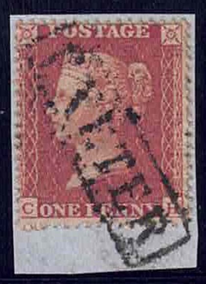 QV 1855 SG 21 plate 6 tied to piece by a scarce EXETER boxed CDS