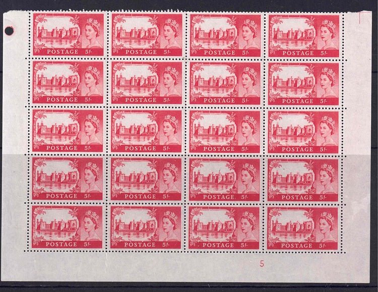 QEII 1968 SG760 castles Half sheet Control 5 unmounted mint