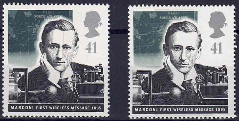QE11 1995 SG1889 41p (Marconi) Cracked Plate not listed U/M