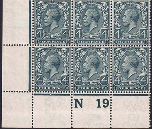 GV Spec N23 (1) Grey-Green SG378/80 control N19 Block Unmounted mint