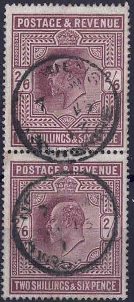 1911 EDVII SG 316 Dull-Reddish-Purple vertical pair