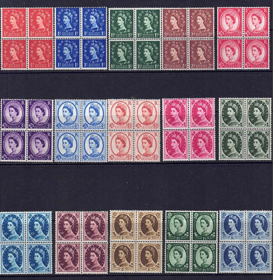 QEII 1955-58 Blocks of 4 Unmounted mint