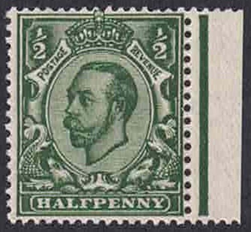 GV 1912 1/2d Green Multi Cypher U/M