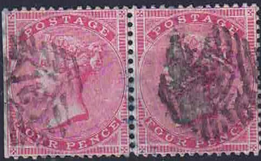 QV 1855-57 SG63  Blue highly glazed Pair London CDS Medium Garter Watermark