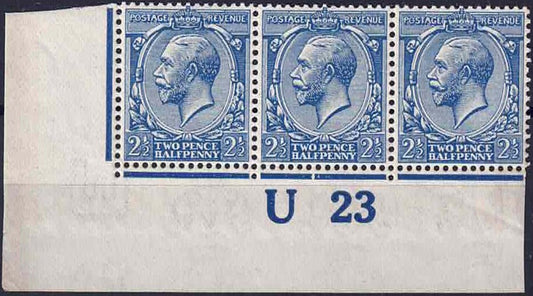 GV SG371 Spec N21 2 1/2d Blue control U23 strip unmounted mint
