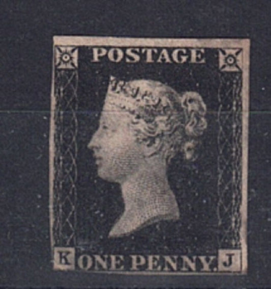 QV 1840 1d Black unused Plate 4 close margins bottom left