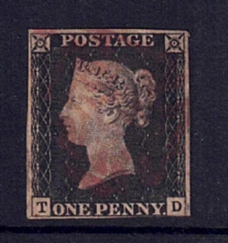 QV 1d Black Letters T-D 3 margins with Red MX