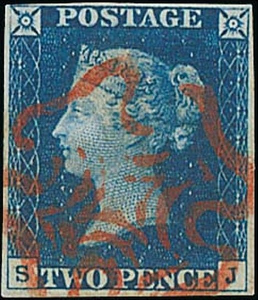 QV 2d blue Spec DS8f S-J close to touching margins with red MX with Cert