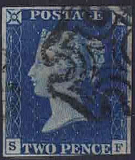 QV SG 5 1840 2d blue Plate 1 superb Perth MX clean back