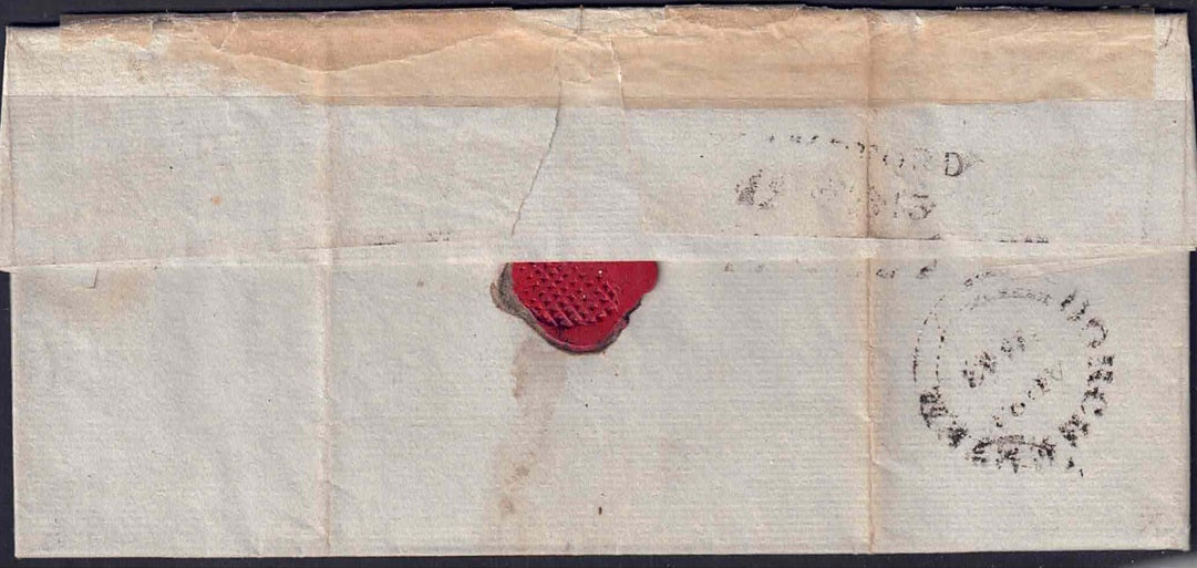 QV 1840 SG5 2d Blue cover from Sturminster Newton to Dorchester 22nd Apr 1843 with Black MX
