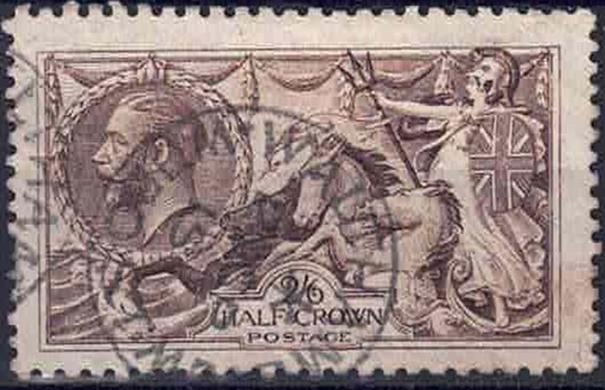 GV 1913 2s6d Seahorse SG399a re-entry used