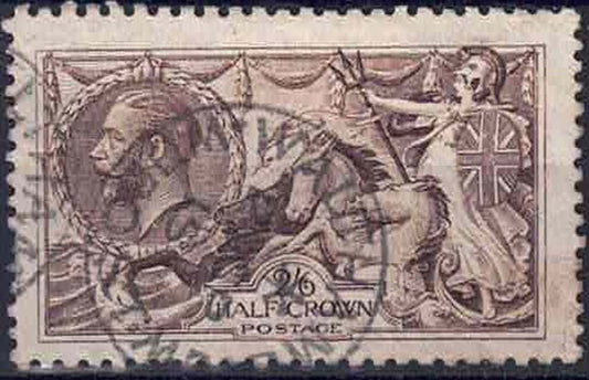 GV 1913 2s6d Seahorse SG399a re-entry used