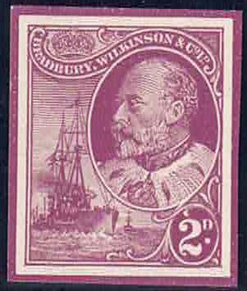 1910 Canada head Bradbury 2d  imperf essay in Claret