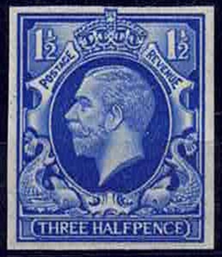 1 GV 1934 Colour Trail Ultramarine, block cypher U/M scares format