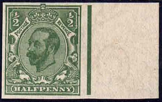 GV 1911 Green Imperf plate proof with Multi-Cypher Watermark U/M