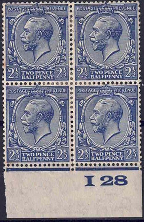 GV Block cypher SG422 Blue Control I28 Block of 4 Mounted Mint