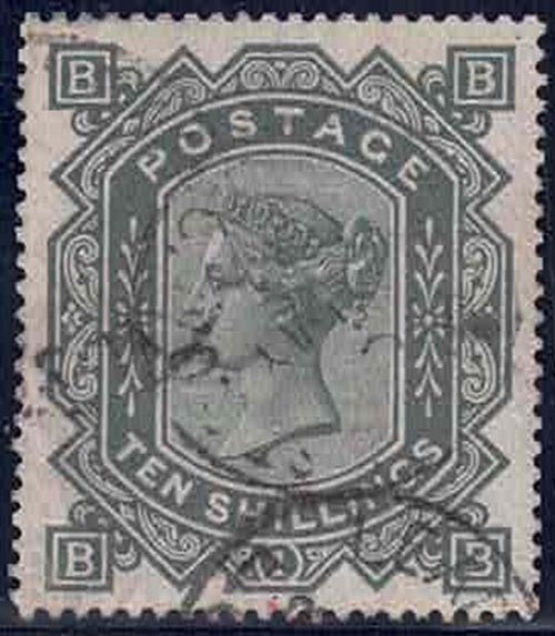 QV 1883 SG135 Greenish-Grey Plate 1, Anchor watermark with light CDS