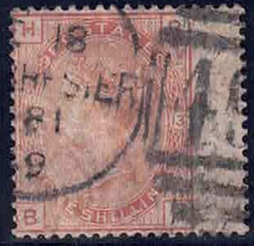 QV 1880 SG151 Plate 13 1/- Orange-brown Watermark Spray of Roses Wing Margin