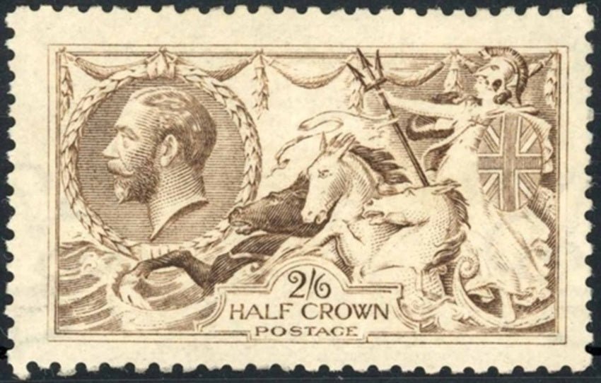 SG407Wi 1915 DE LA RUE 2/6d grey-brown with inverted watermark variety. Fine mint mounted