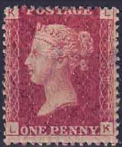 QV SG 43 1d lake-red Plate 189 Letters L-K Unmounted Mint (Gum cracking)