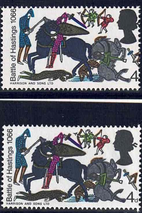 QEII 1966 SG705 Battle of Hastings 4d Shift to right U/M with normal