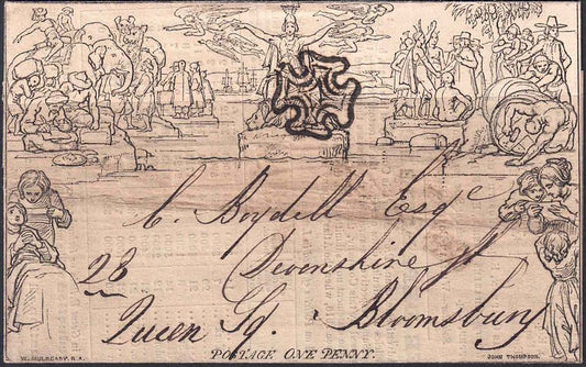 1840 QV SG ME1 A266 Mulready with Advertisement (Atlas Assurance Co)