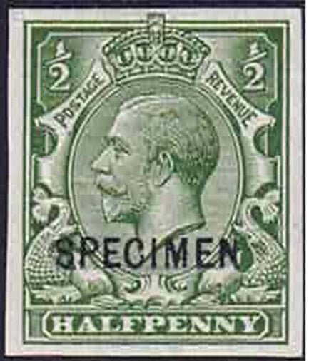GV 1912-22  green Imperf Specimen (Type 26) clean back with full Gum