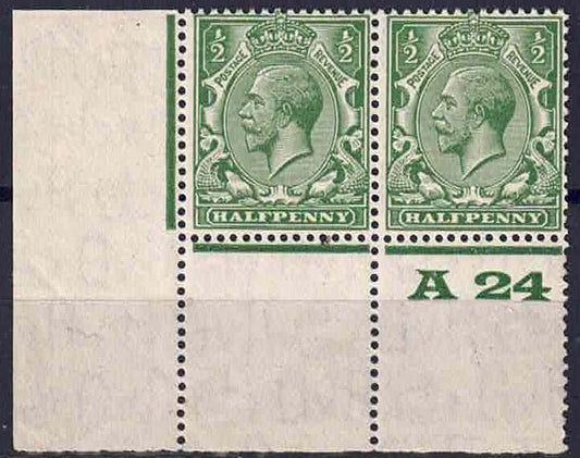 GV SG418 N33 1/2 Green control A24 Corner pair U/M (Perf type 3A)