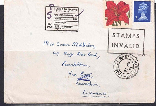 QEII 1973 cover from Port- ST -Mary with Invalid CDS