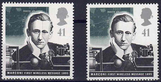 QE11 1995 SG1889 41p (Marconi) Cracked Plate not listed U/M