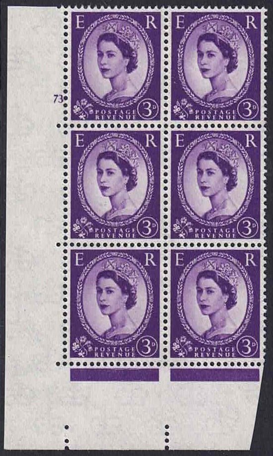 QEII 1958/65 SG575 3d Deep-Lilac with missing perfs Unmounted mint