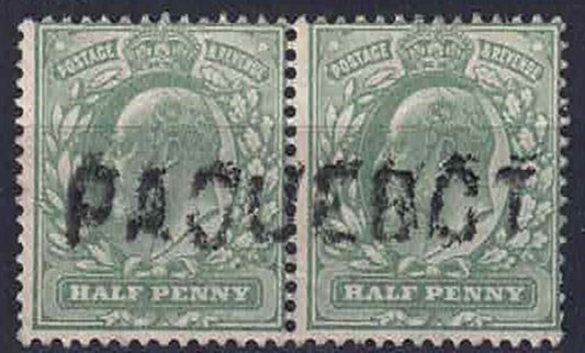 EDVII 1902 SG217 pair with PAQUEBOT cds