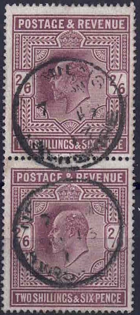 1911 EDVII SG 316 Dull-Reddish-Purple vertical pair