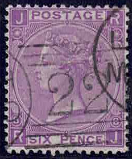 QV 1867-80  SG 109 Mauve 6d Plate 8 Very Fine Used