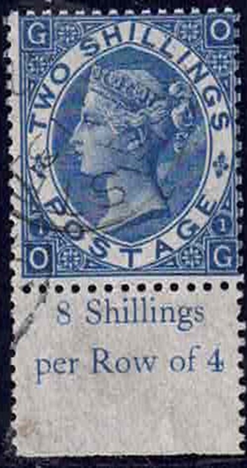 QV SG119 2/- Deep Blue Lancaster CDS with full Sheet Margin below