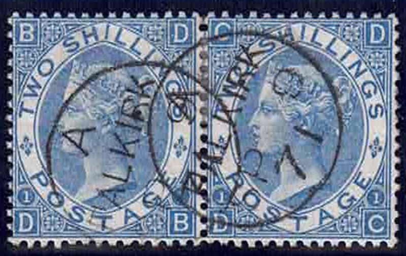 QV SG120 2/- Pale blue Pair superb colour crisp Falkirk CDCs