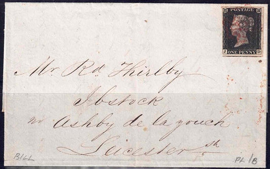 QV SG2 on cover Letters J-D Plate1b red Mx date stamp SE30 1840 Stockport