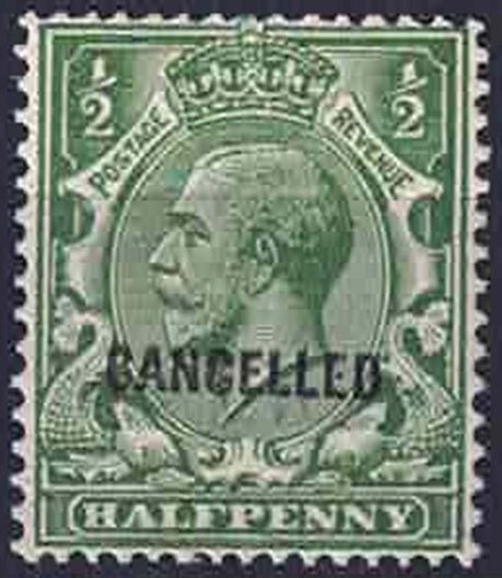 GV 1/2d Green SG 418 Spec N33Y Cancelled Type 33 U/M