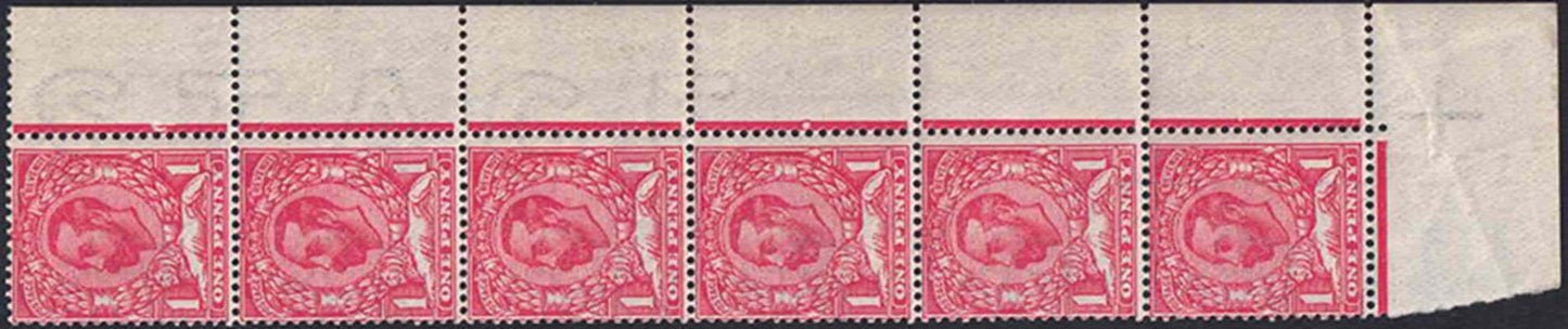 GV Spec N7 SG327 Carmine-Red Crown with (stage) watermark part on stamp