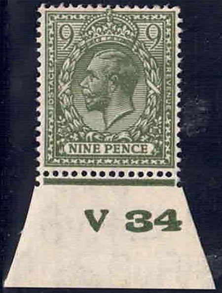 GV SG427 Block Cypher  9d Olive-green Control V34 mounted Mint