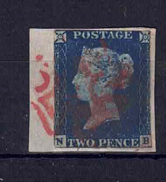 QV 1840 2d Deep-Blue Letters N-B Red MX Guide Line through Letter B on piece