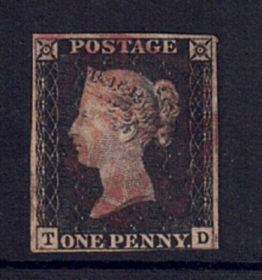 QV 1d Black Letters T-D 3 margins with Red MX